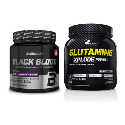 Trainings-Set: BioTech Black Blood CAF + Olimp L-Glutamine Xplode – alle enthaltenen Artikel