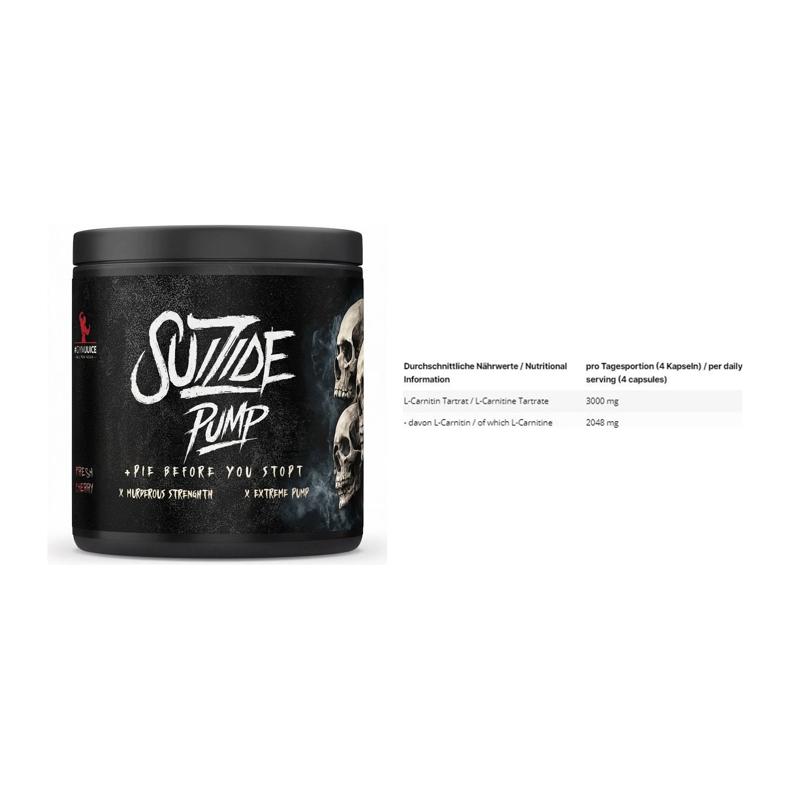 Trainings-Set: #GYMJUICE SUIZIDE PUMP + INLEAD L-Carnitine Tartrate – alle enthaltenen Artikel