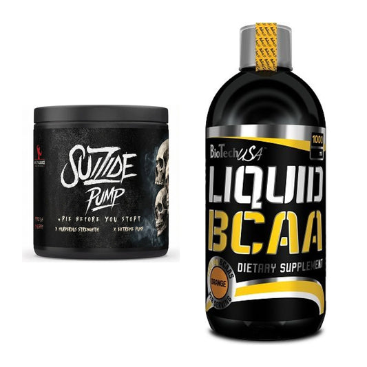 Trainings-Set: #GYMJUICE SUIZIDE PUMP + BioTech Liquid BCAA 1000ml – alle enthaltenen Artikel
