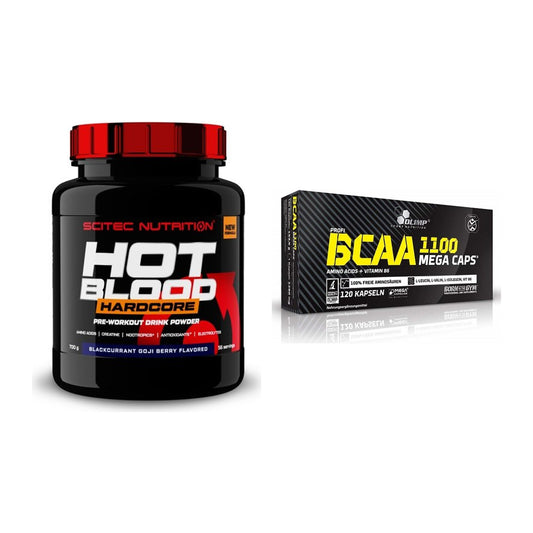 Trainings-Set: Scitec Hot Blood Hardcore + Olimp BCAA Mega Caps – alle enthaltenen Artikel