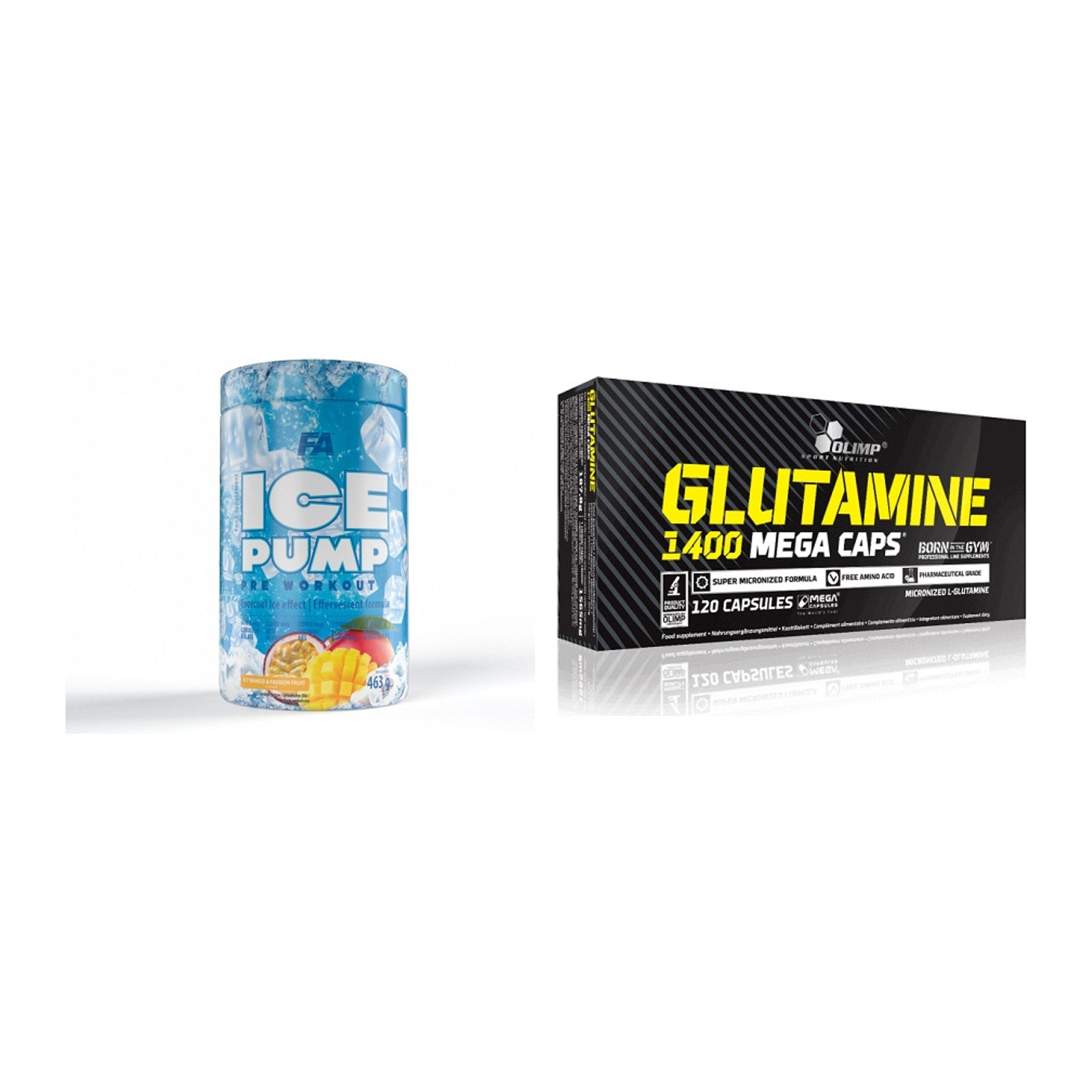 Trainings-Set: FA Nutrition ICE Pump + Olimp L-Glutamine Mega – alle enthaltenen Artikel