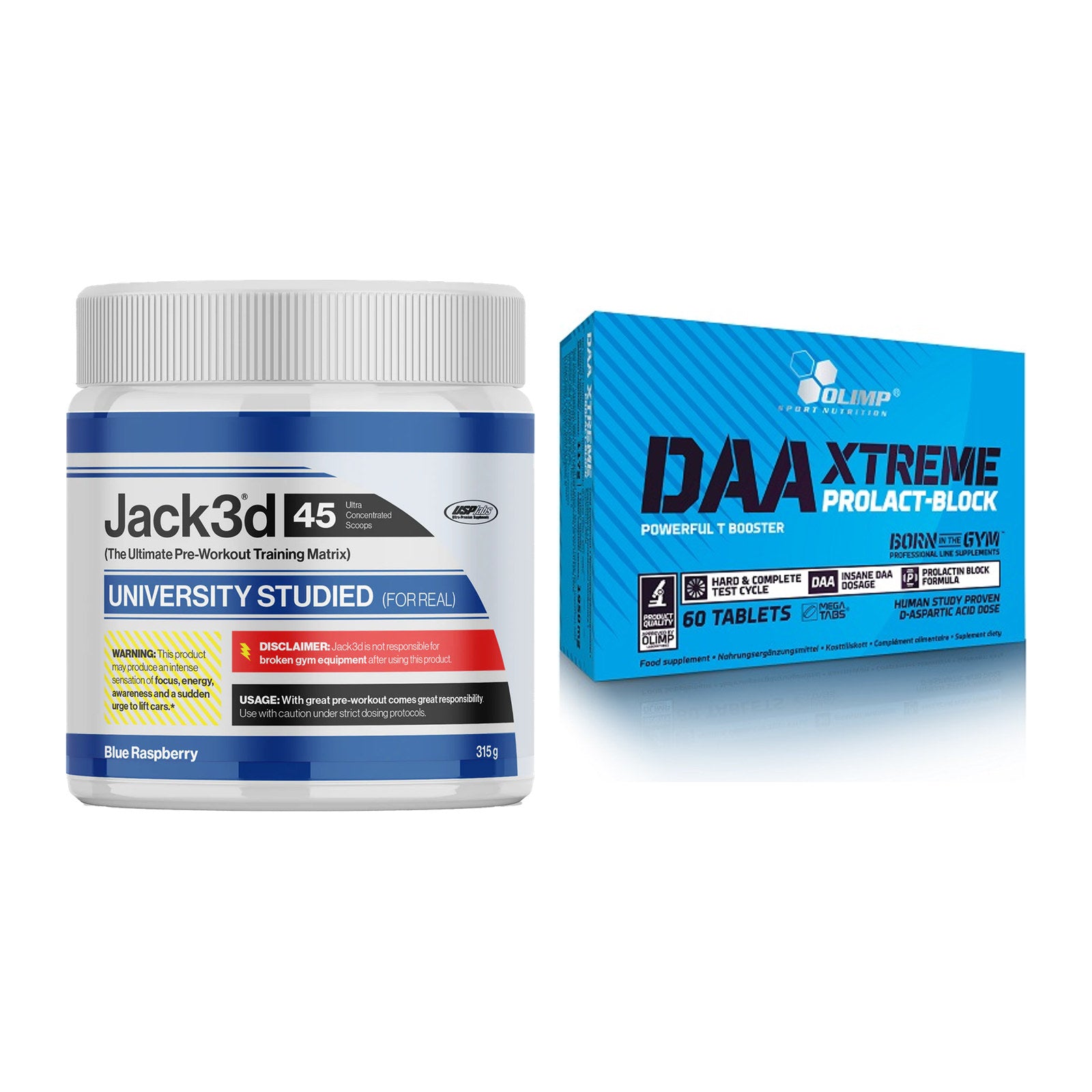 Trainings-Set: USP Labs Jack3d 45 Serv. + Olimp DAA Xtreme – alle enthaltenen Artikel