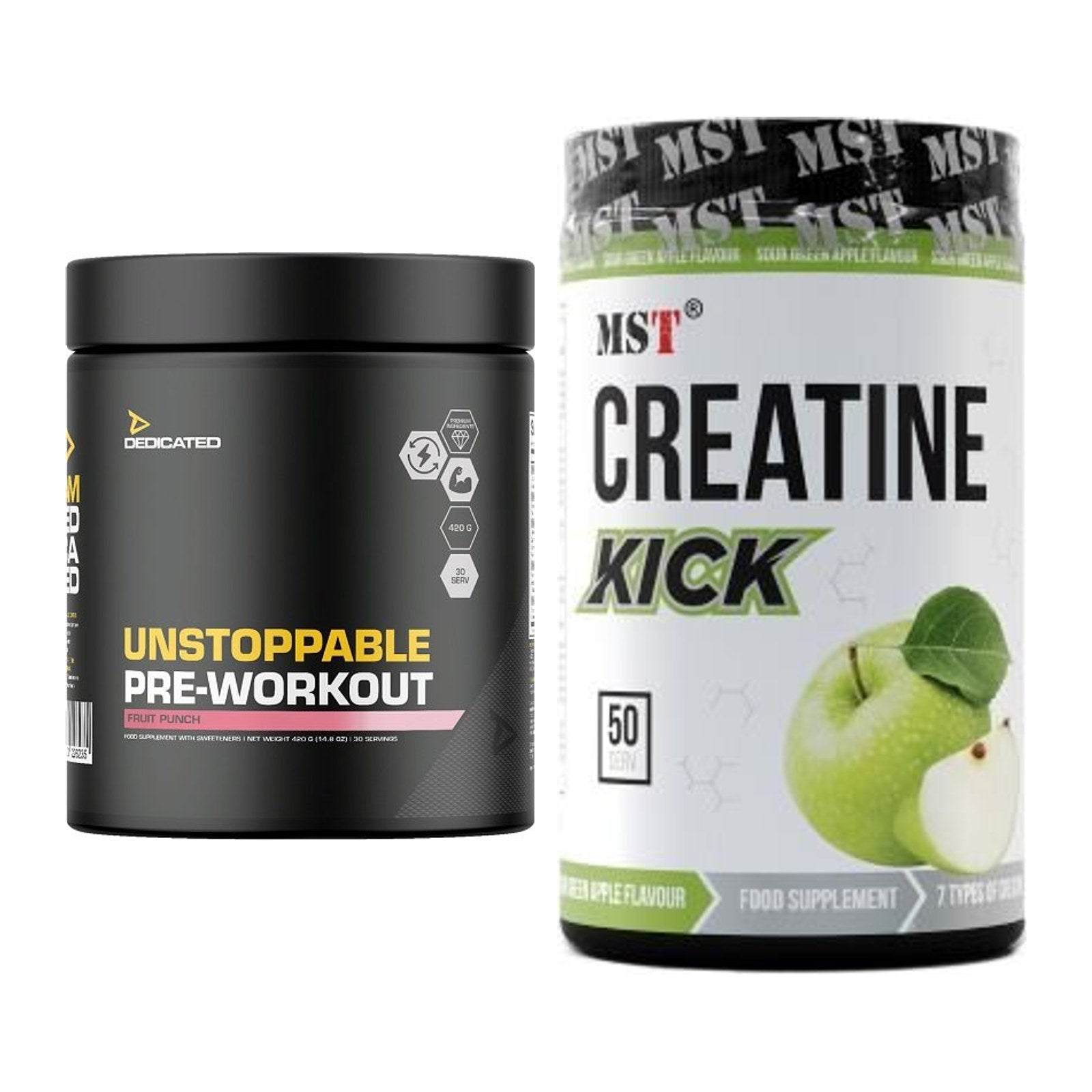 Trainings-Set: Dedicated Unstoppable + MST Creatine Kick – alle enthaltenen Artikel