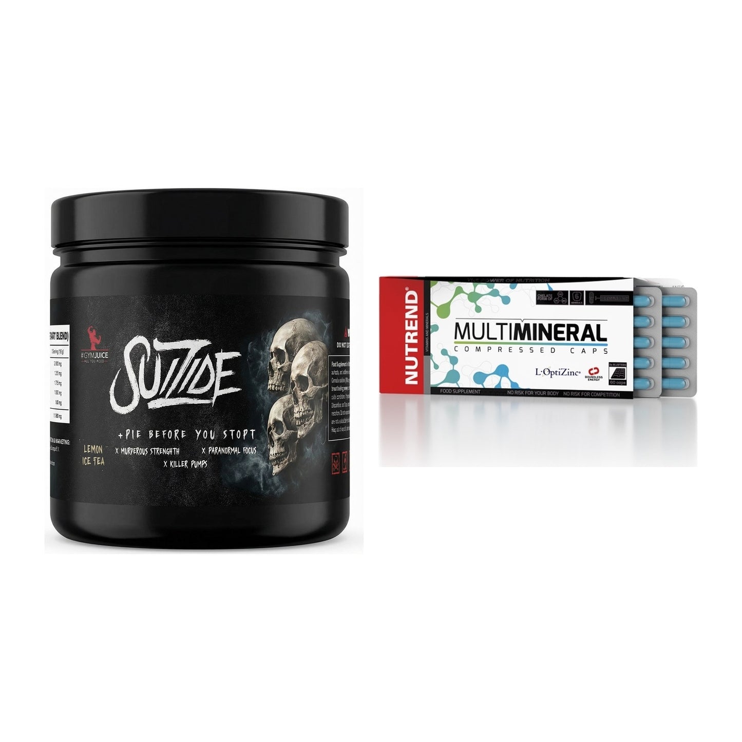 Trainings-Set: #GYMJUICE SUIZIDE Booster + Nutrend Multimineral – alle enthaltenen Artikel