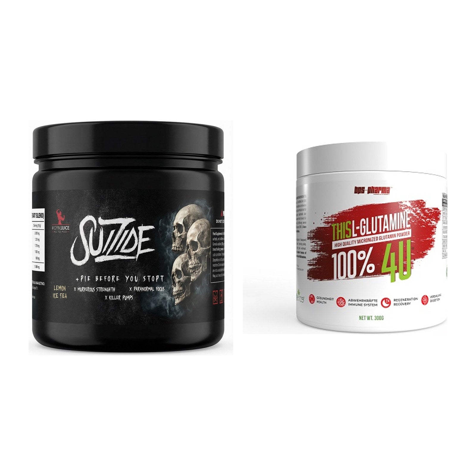 Trainings-Set: #GYMJUICE SUIZIDE Booster + BPS-Pharma This Glutamin – alle enthaltenen Artikel