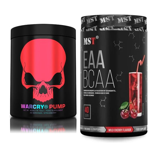 Trainings-Set: Genius Nutrition Warcry PUMP + MST EAA & BCAA – alle enthaltenen Artikel
