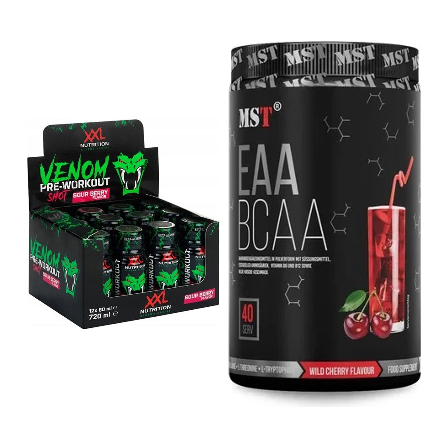 Trainings-Set: XXL Nutrition Venom Shot + MST EAA & BCAA – alle enthaltenen Artikel