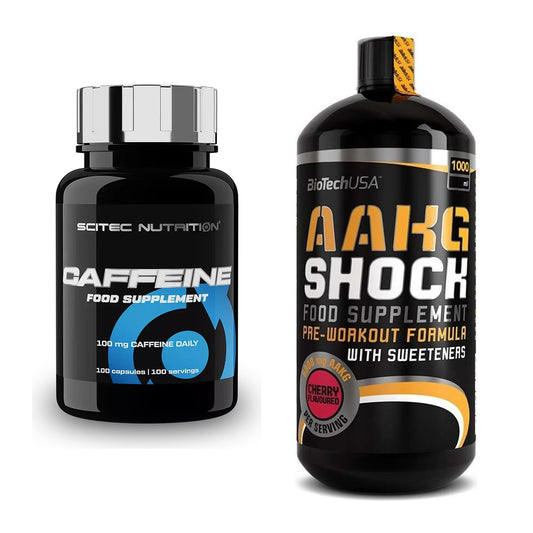 Trainings-Set: Scitec Caffeine + BioTech AAKG Shock Extreme – alle enthaltenen Artikel