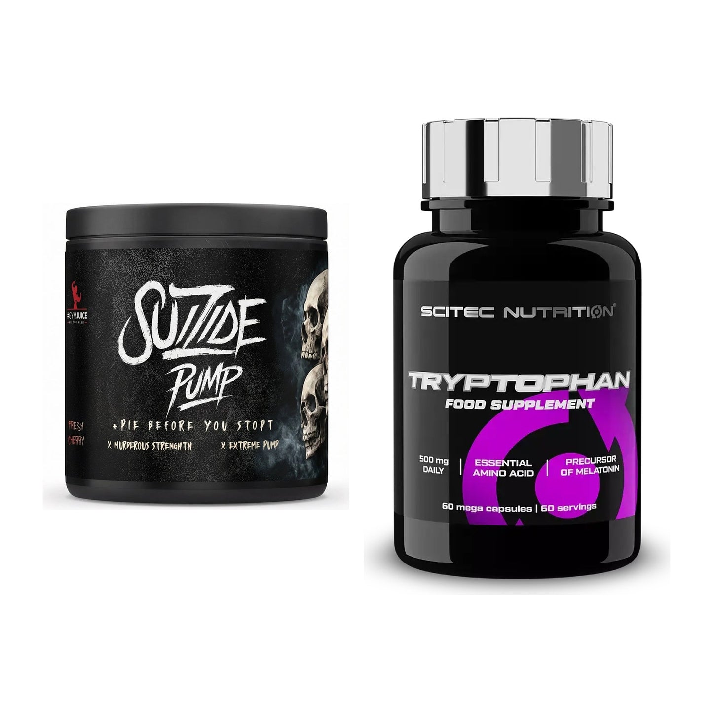 Trainings-Set: #GYMJUICE SUIZIDE PUMP + Scitec Tryptophan – alle enthaltenen Artikel