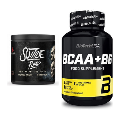 Trainings-Set: #GYMJUICE SUIZIDE PUMP + BioTech BCAA+B6 100 Tabl – alle enthaltenen Artikel