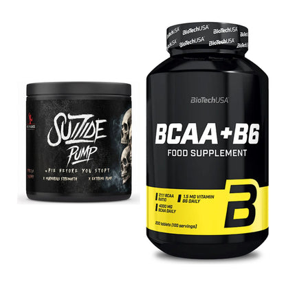 Trainings-Set: #GYMJUICE SUIZIDE PUMP + BioTech BCAA+B6 200 Tabl – alle enthaltenen Artikel