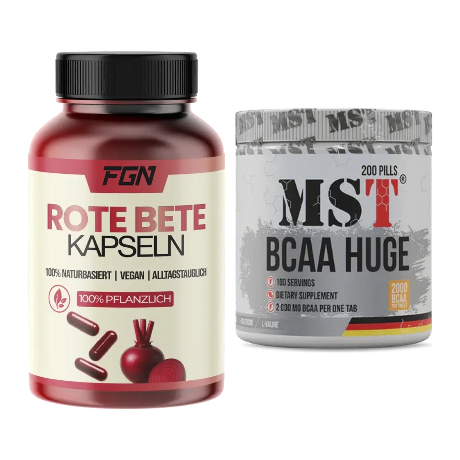 Trainings-Set: FGN Rote Beete + MST BCAA Huge 200 Tabl./ 2gr pro – alle enthaltenen Artikel