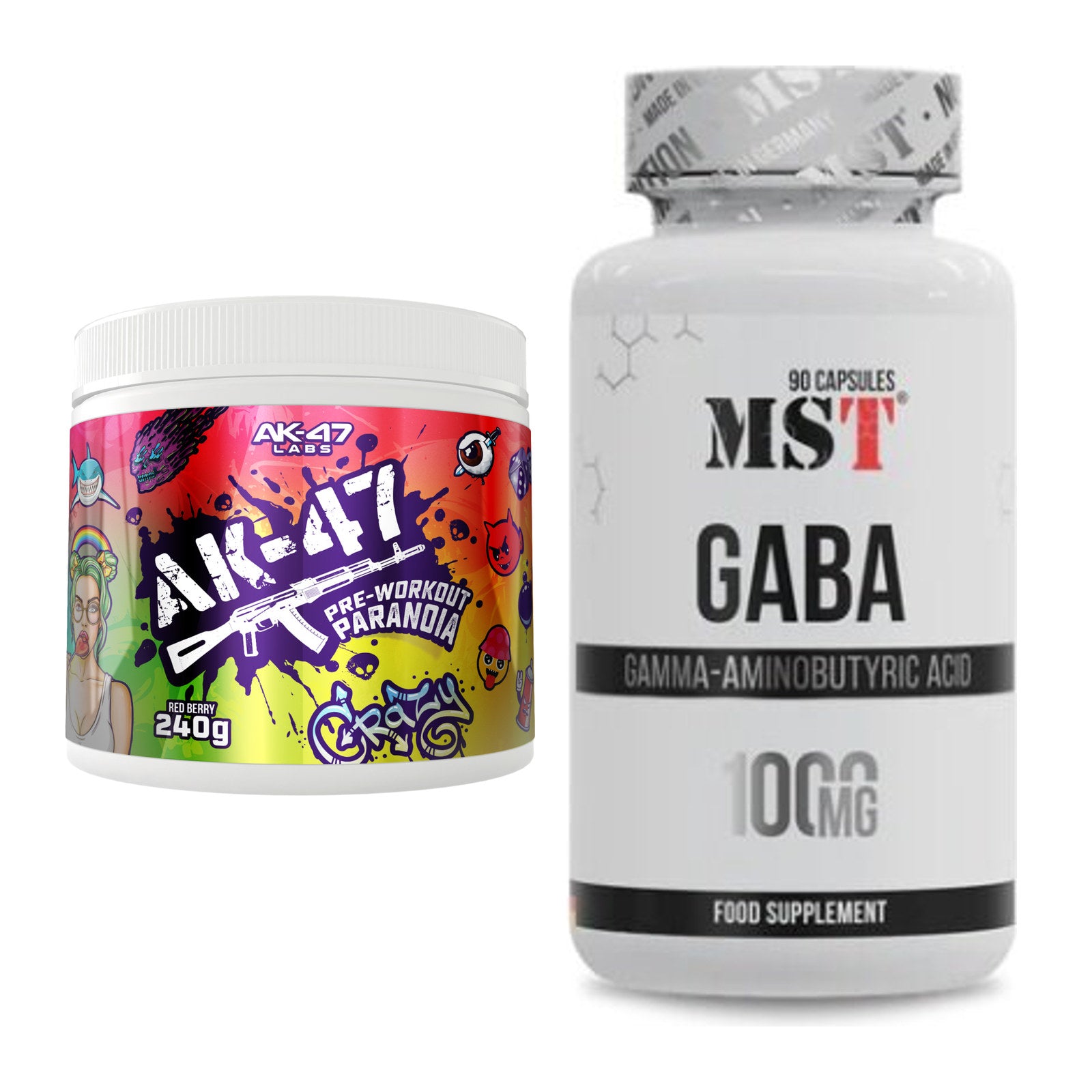 Trainings-Set: AK47 Labs Pre-Workout Paranoia + MST GABA 1000mg – alle enthaltenen Artikel