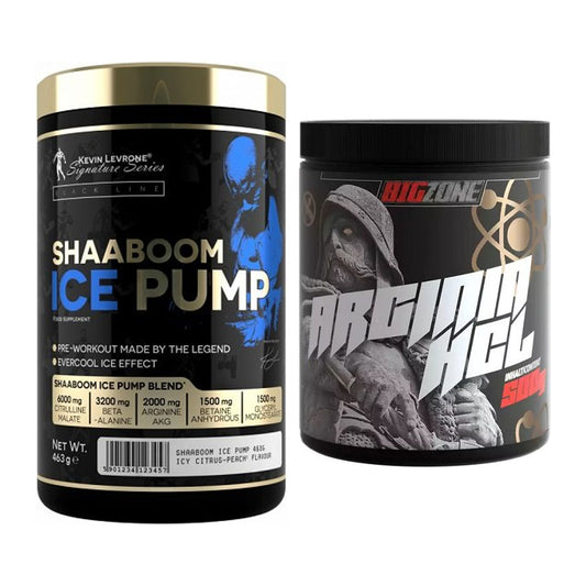 Trainings-Set: Kevin Levrone Shaaboom Ice Pump + Big Zone Arginine HCl – alle enthaltenen Artikel