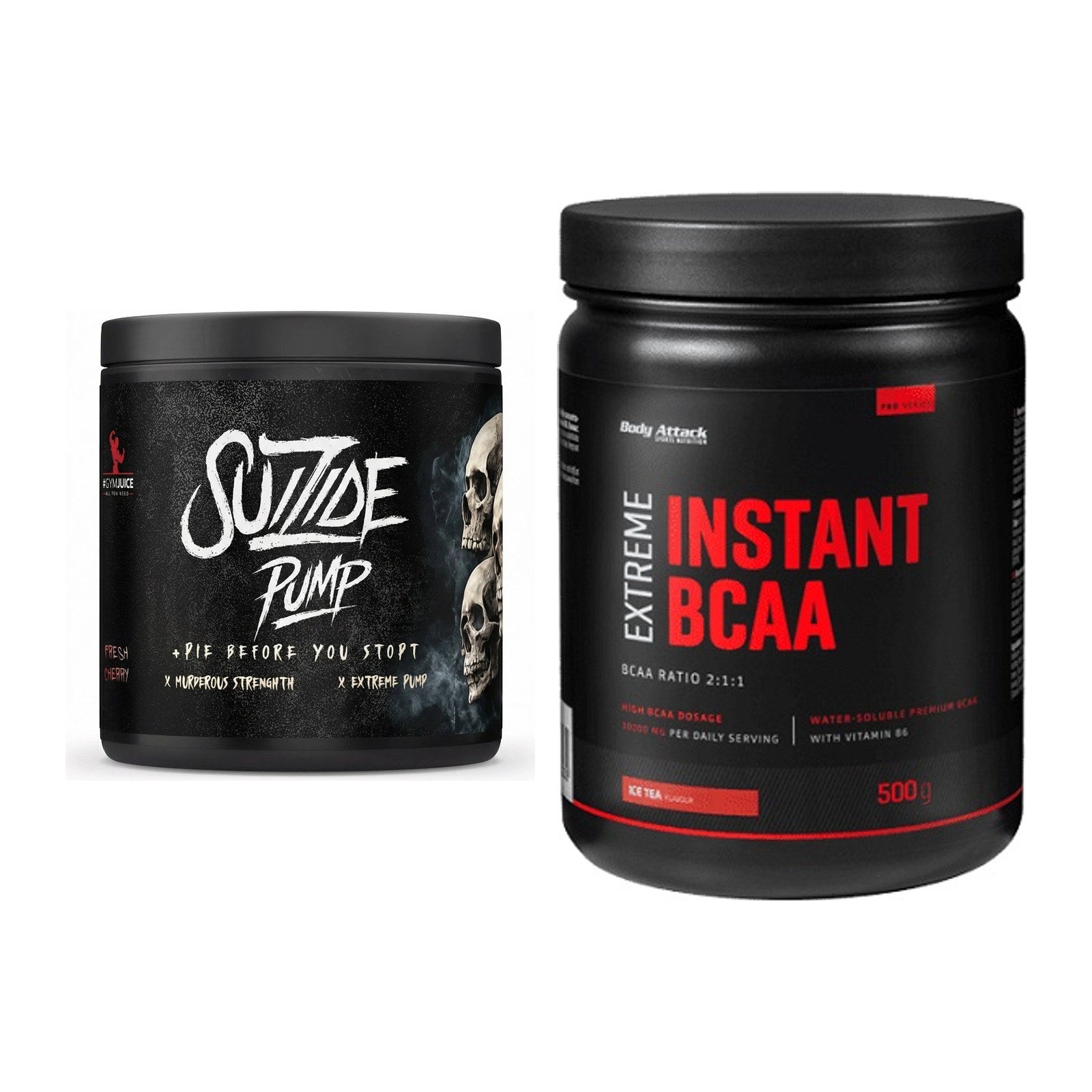 Trainings-Set: #GYMJUICE SUIZIDE PUMP + Body Attack Instant BCAA – alle enthaltenen Artikel