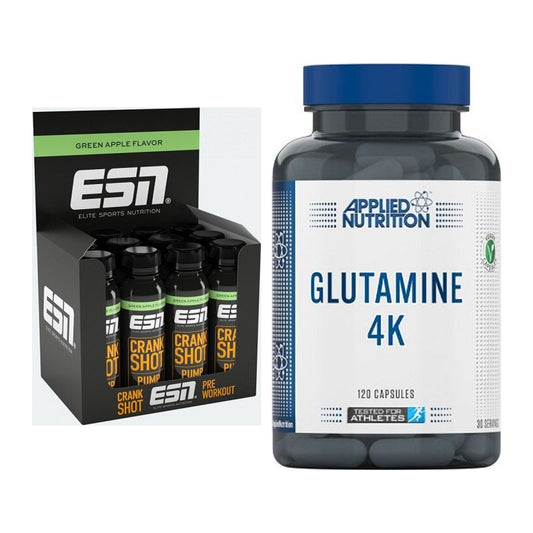 Trainings-Set: ESN Crank Pump Shot + Applied Nutrition Glutamine 4K – alle enthaltenen Artikel