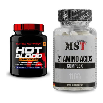 Trainings-Set: Scitec Hot Blood Hardcore + MST 21 Amino Acids – alle enthaltenen Artikel
