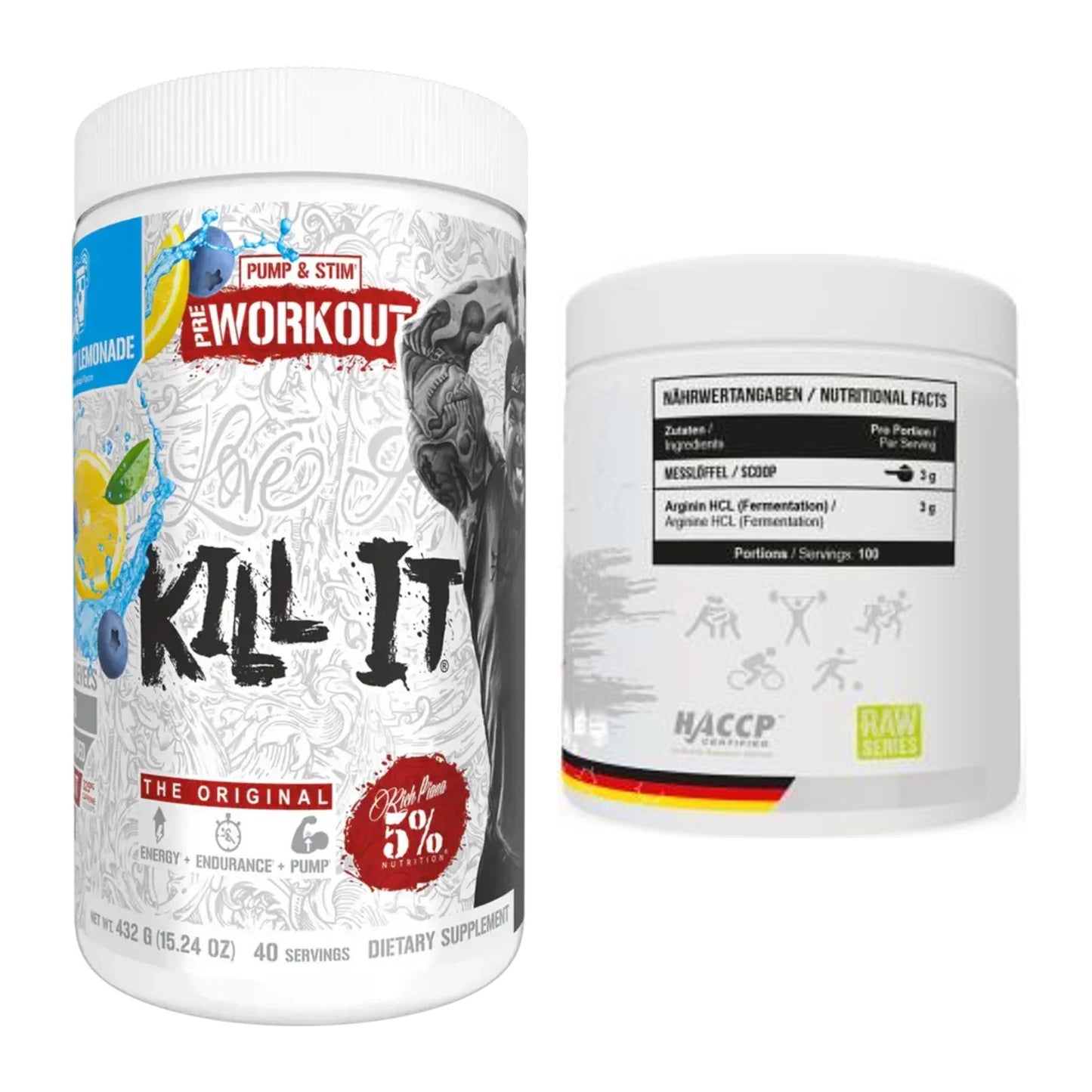 Trainings-Set: Rich Piana 5% Nutrition Kill It + MST Arginine HCL – alle enthaltenen Artikel