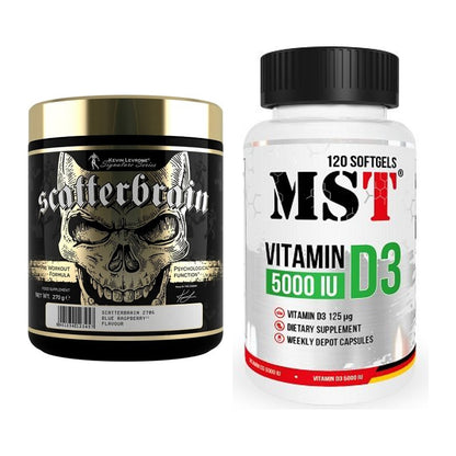 Trainings-Set: Kevin Levrone Scatterbrain + MST Vitamin D3 5000IU 120 – alle enthaltenen Artikel