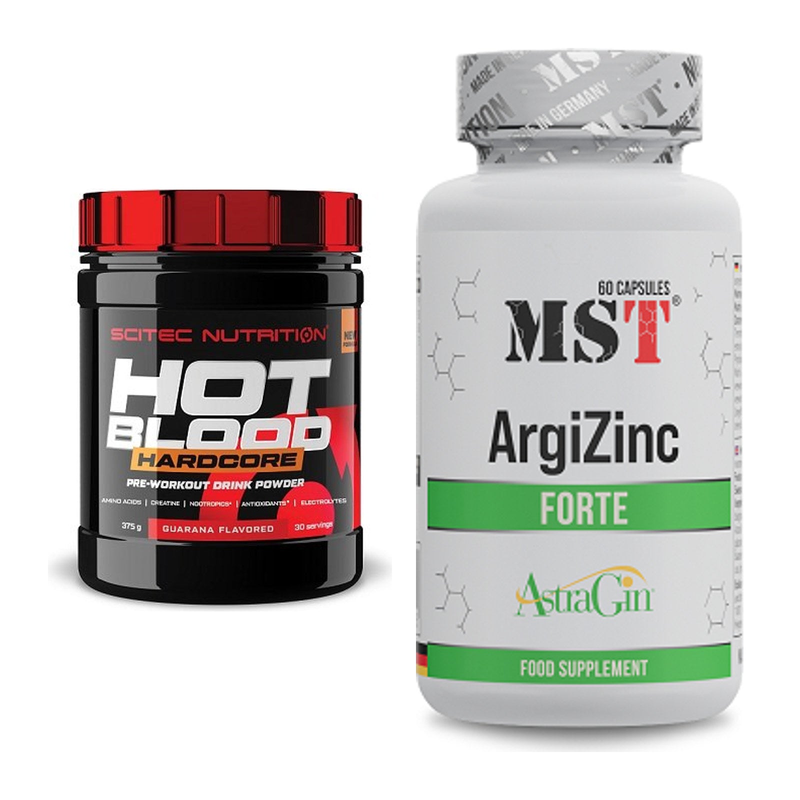 Trainings-Set: Scitec Hot Blood Hardcore + MST ArgiZinc Forte – alle enthaltenen Artikel