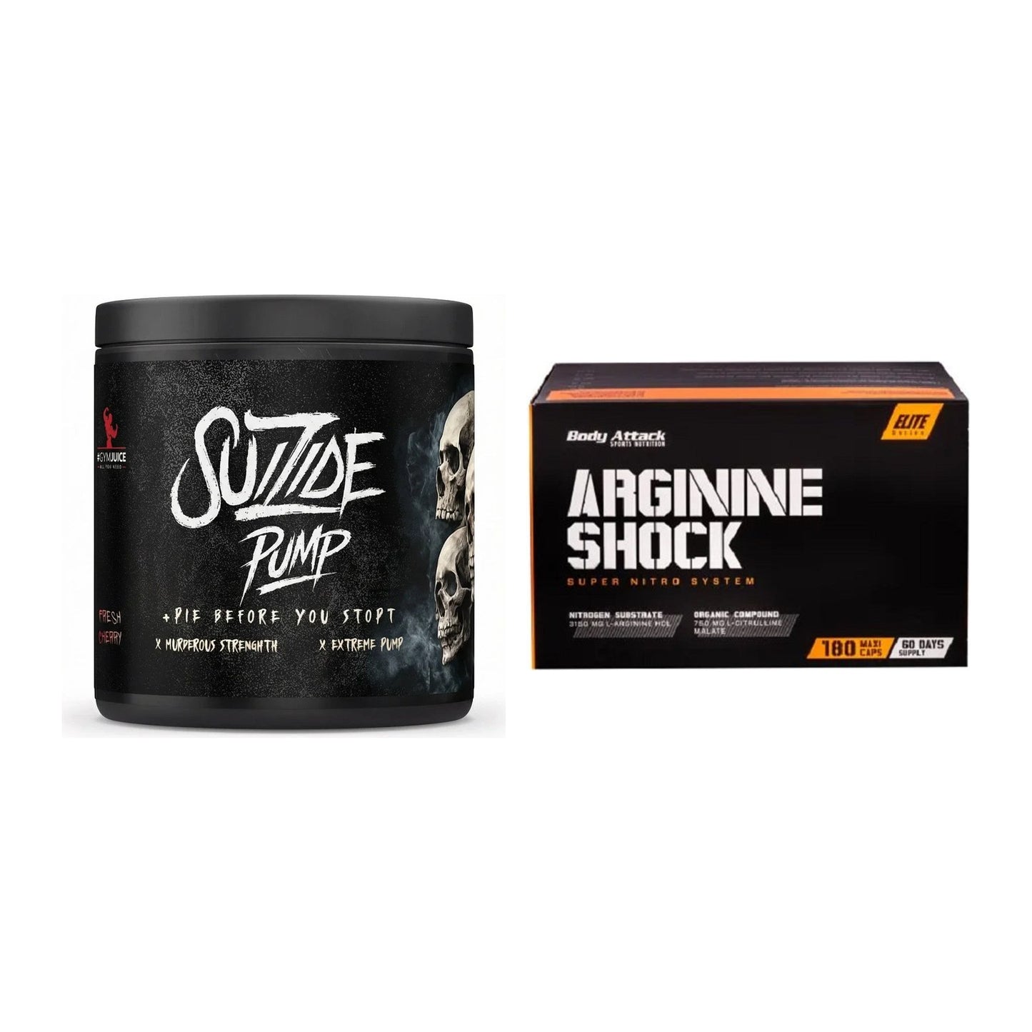 Trainings-Set: #GYMJUICE SUIZIDE PUMP + Body Attack Arginine Shock – alle enthaltenen Artikel
