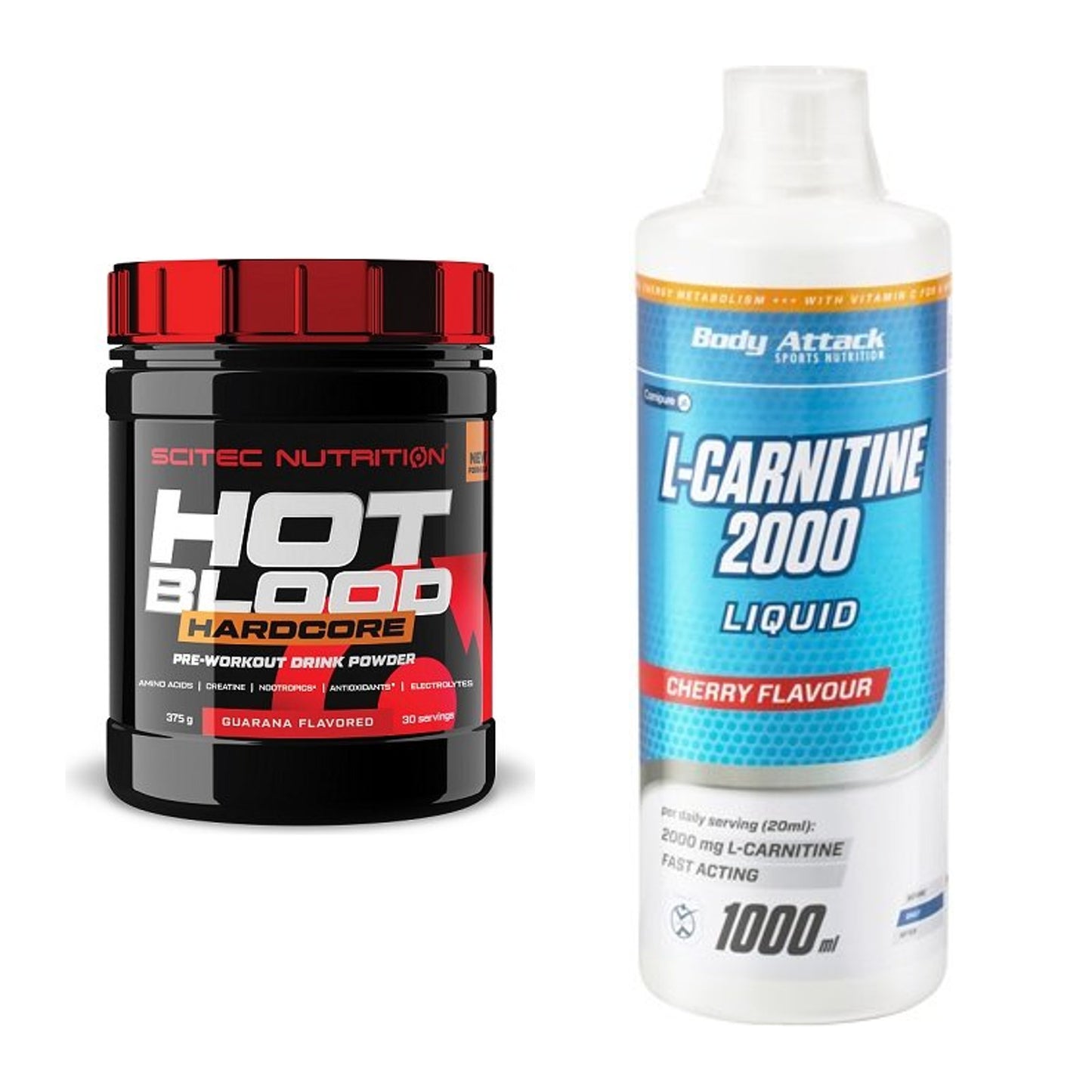 Trainings-Set: Scitec Hot Blood Hardcore + Body Attack L-Carnitine – alle enthaltenen Artikel
