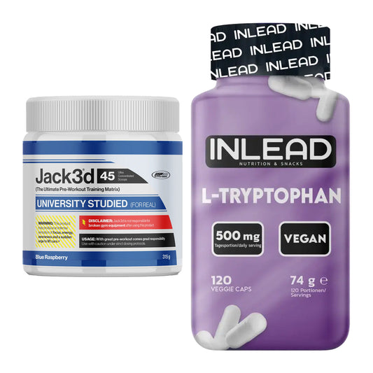 Trainings-Set: USP Labs Jack3d 45 Serv. + INLEAD L-Tryptophan 500mg – alle enthaltenen Artikel