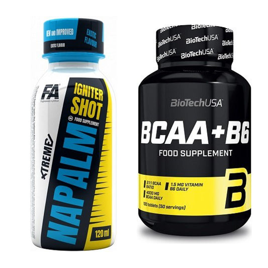 Trainings-Set: FA Nutrition Xtreme Napalm + BioTech BCAA+B6 100 Tabl – alle enthaltenen Artikel