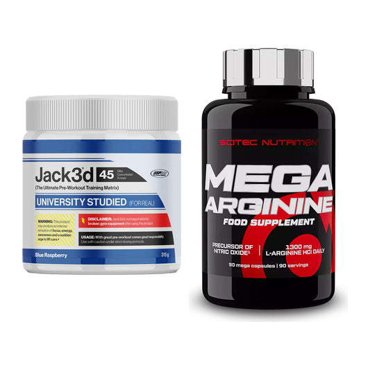 Trainings-Set: USP Labs Jack3d 45 Serv. + Scitec Mega Arginine – alle enthaltenen Artikel
