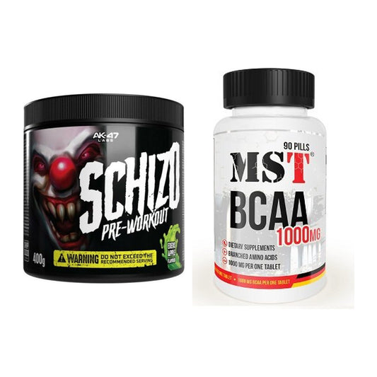 Trainings-Set: AK47 Labs Schizo Pre-Workout + MST BCAA 1000 (90 Tabl.) – alle enthaltenen Artikel