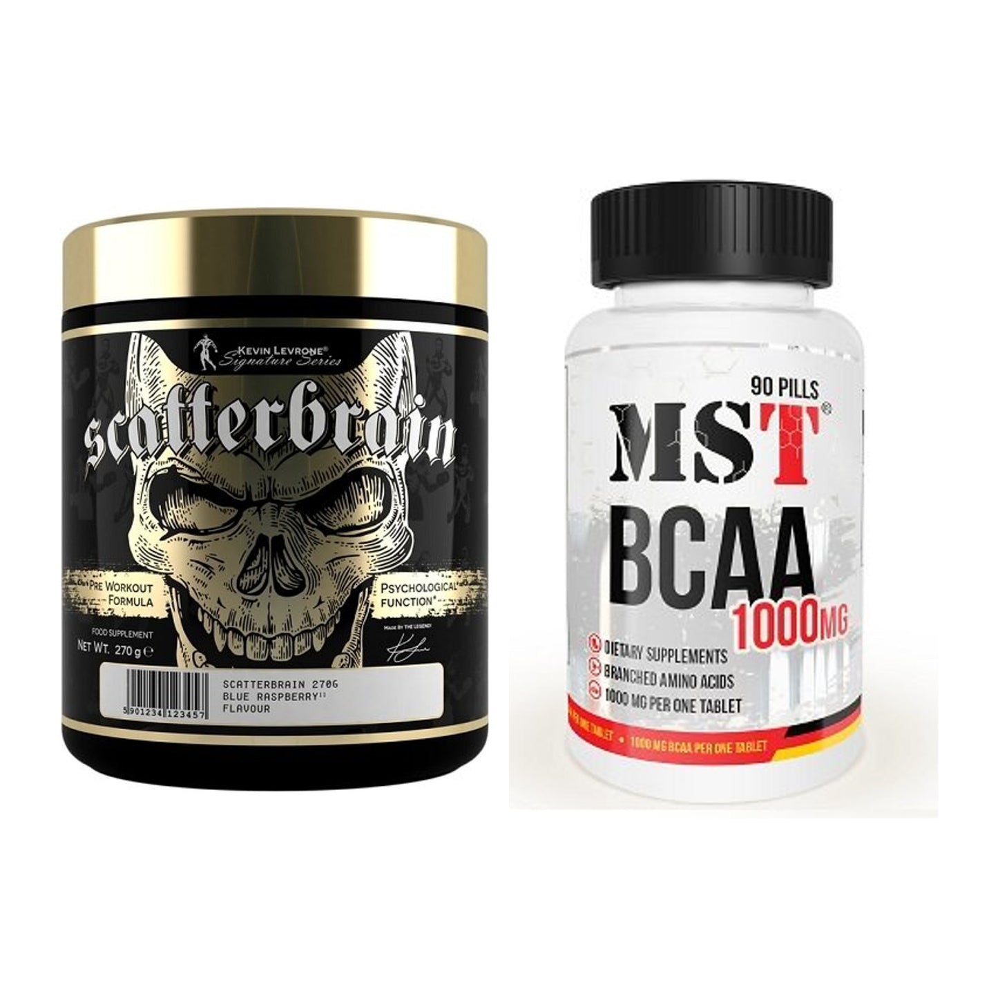 Trainings-Set: Kevin Levrone Scatterbrain + MST BCAA 1000 (90 Tabl.) – alle enthaltenen Artikel