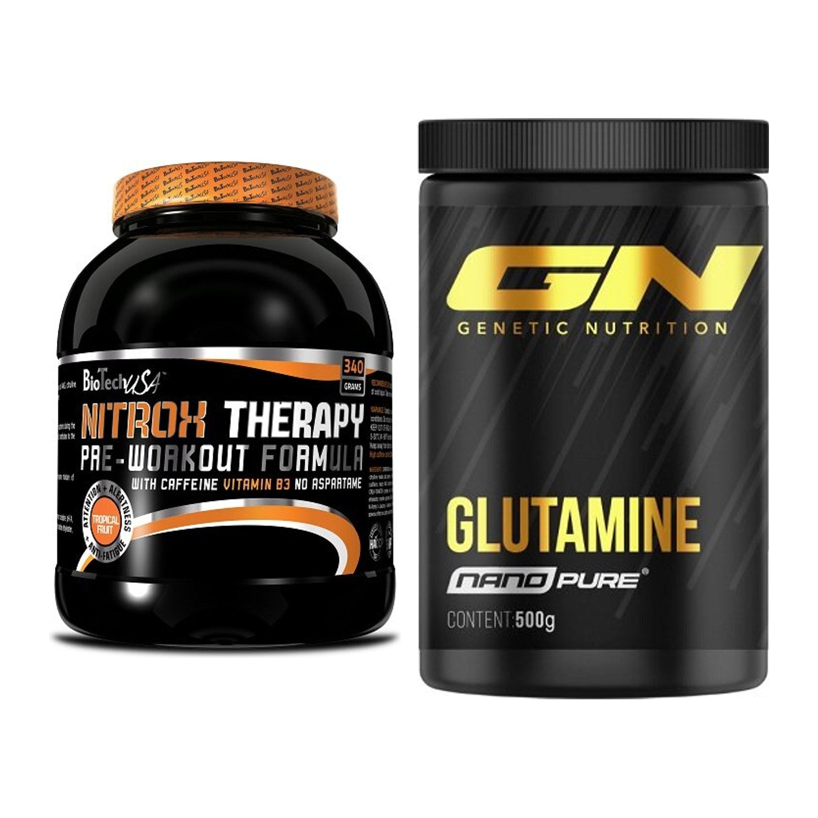 Trainings-Set: BioTech NitroX Therapy + GN Nano Pure Glutamine – alle enthaltenen Artikel