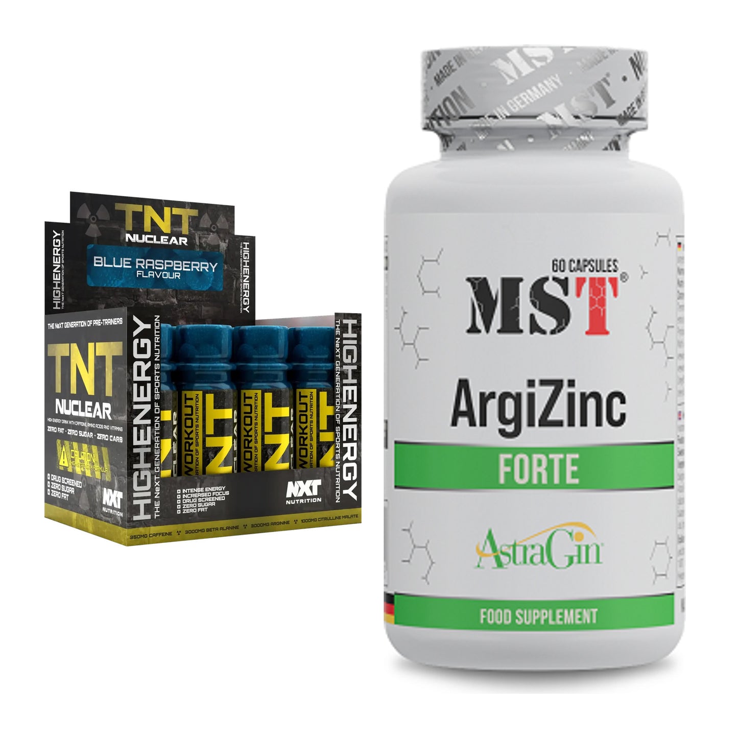 Trainings-Set: NXT Nutrition TNT Nuclear Shots + MST ArgiZinc Forte – alle enthaltenen Artikel