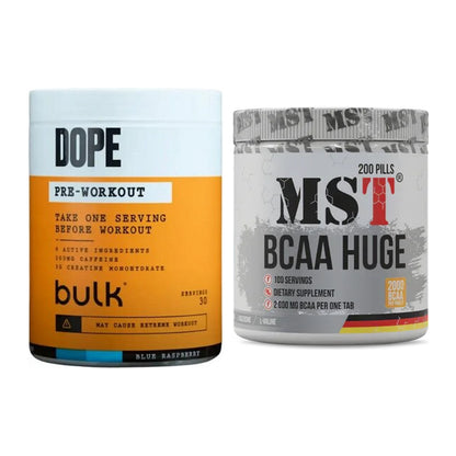 Trainings-Set: Bulk Dope Pre-Workout 30 + MST BCAA Huge 200 Tabl./ – alle enthaltenen Artikel