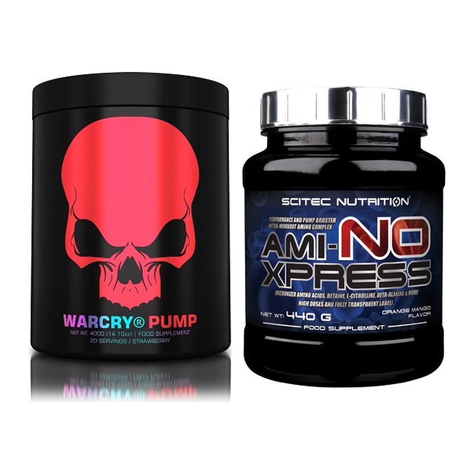 Trainings-Set: Genius Nutrition Warcry PUMP + Scitec Ami-NO Xpress – alle enthaltenen Artikel