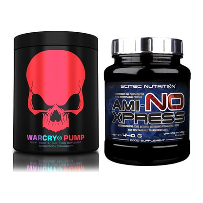 Trainings-Set: Genius Nutrition Warcry PUMP + Scitec Ami-NO Xpress – alle enthaltenen Artikel