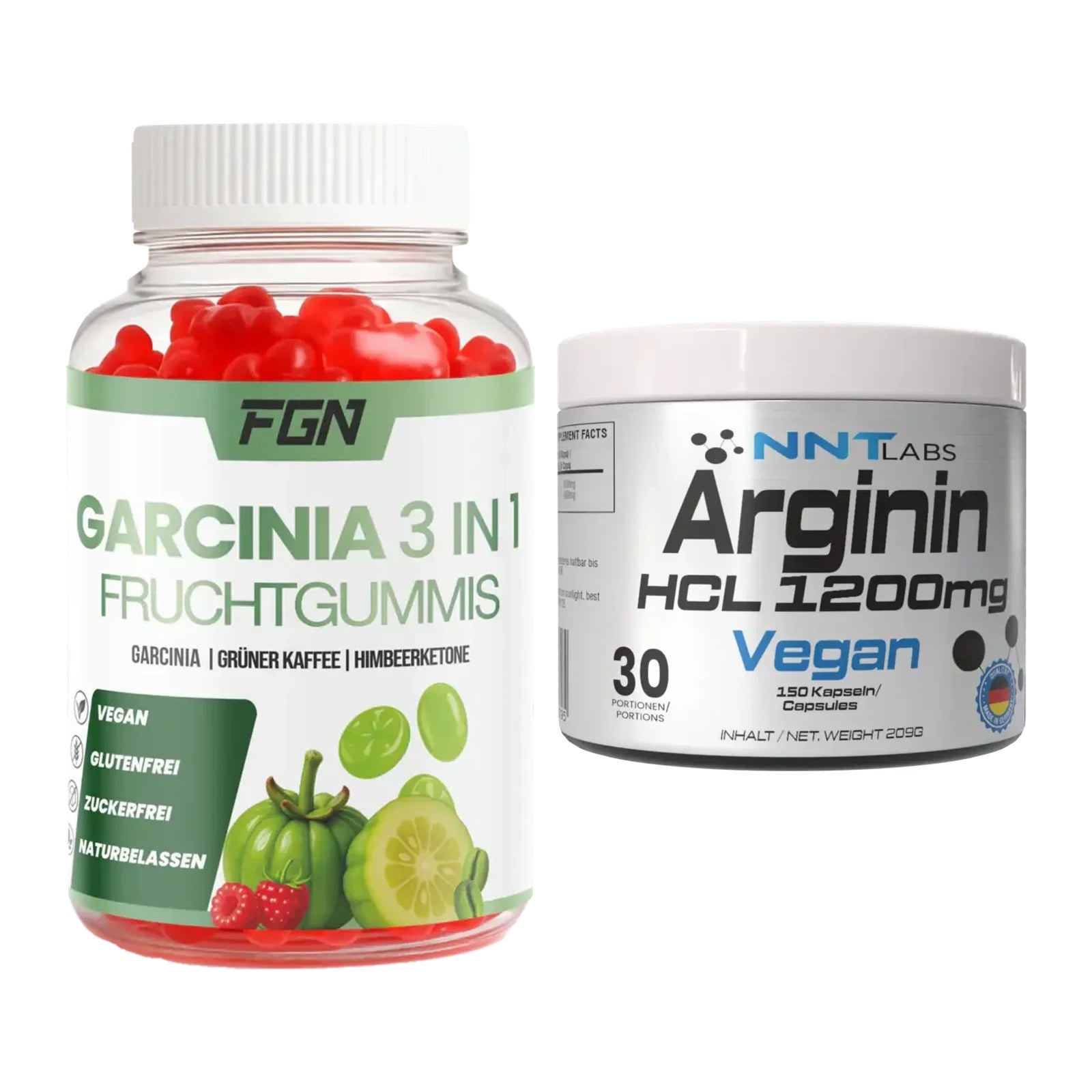 Trainings-Set: FGN Garcinia 60 Fruchtgummies + NNT Arginin HCL 1200 mg – alle enthaltenen Artikel