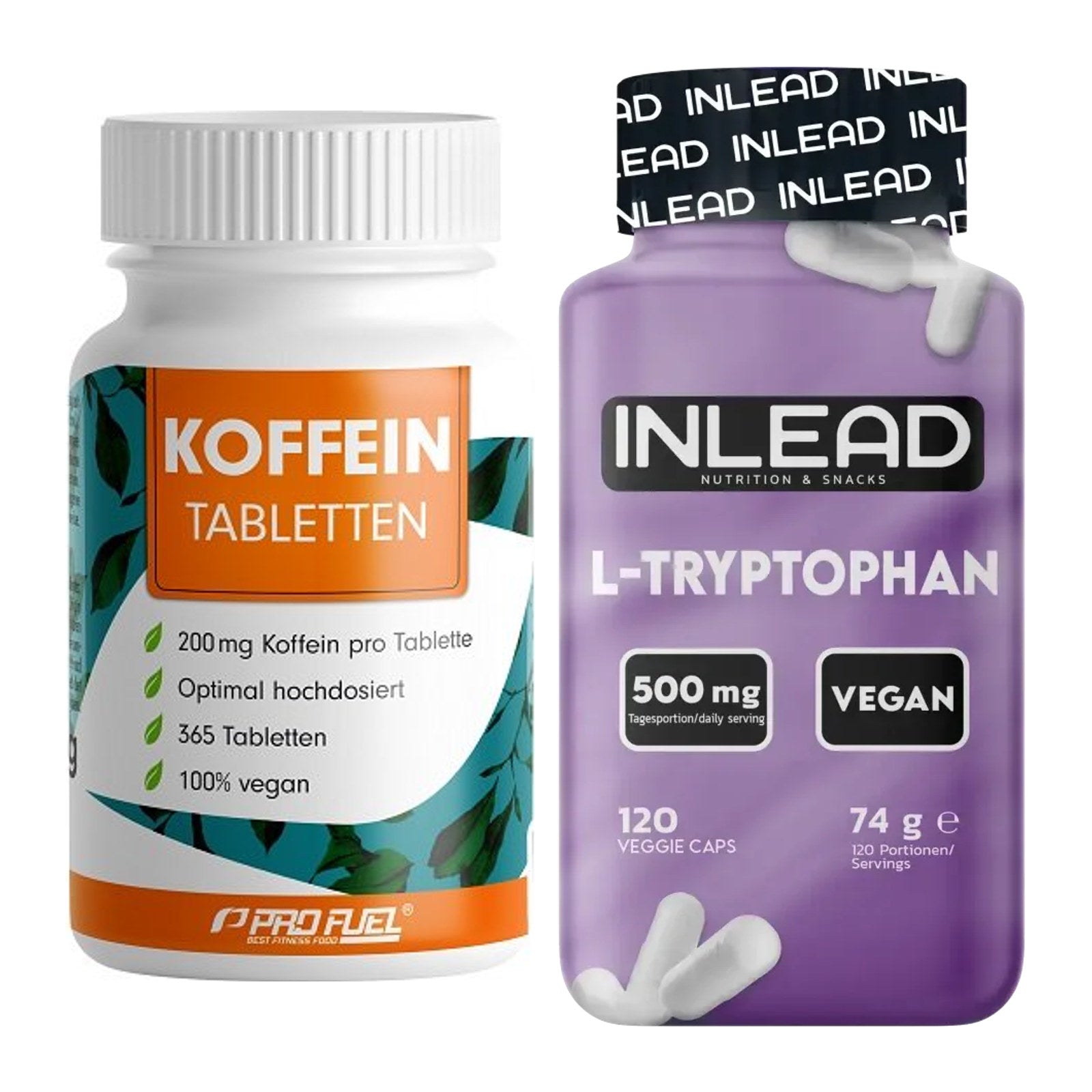 Trainings-Set: ProFuel Koffein (200mg) + INLEAD L-Tryptophan 500mg – alle enthaltenen Artikel