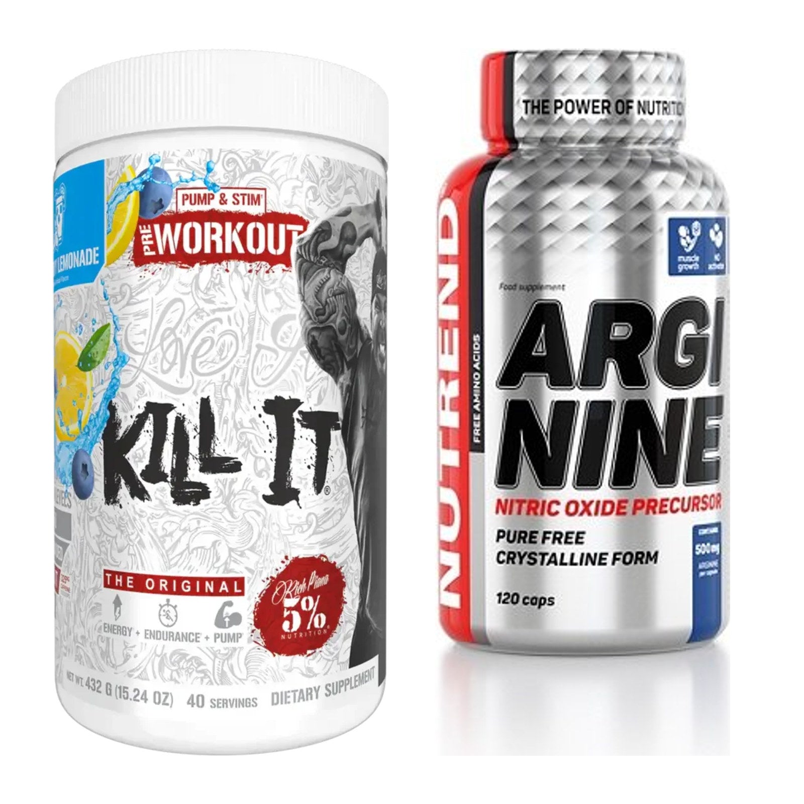 Trainings-Set: Rich Piana 5% Nutrition Kill It + Nutrend Arginine – alle enthaltenen Artikel