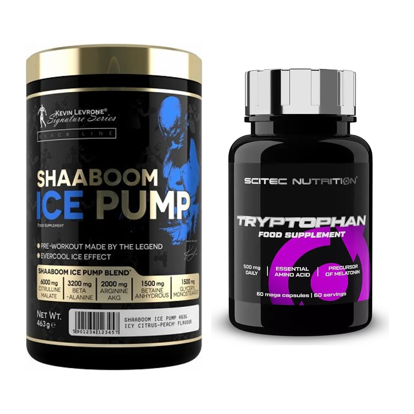 Trainings-Set: Kevin Levrone Shaaboom Ice Pump + Scitec Tryptophan – alle enthaltenen Artikel