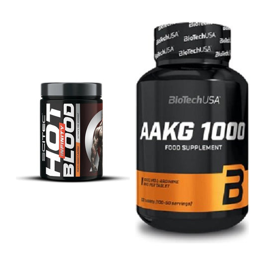 Trainings-Set: Scitec Hot Blood INFINITY + BioTech AAKG 1000mg 100 – alle enthaltenen Artikel