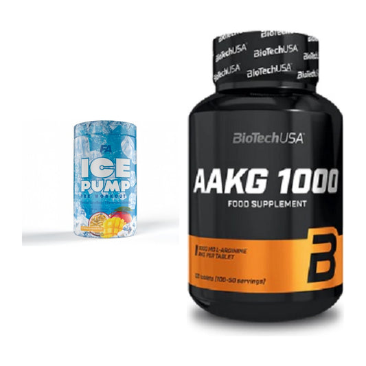 Trainings-Set: FA Nutrition ICE Pump + BioTech AAKG 1000mg 100 – alle enthaltenen Artikel