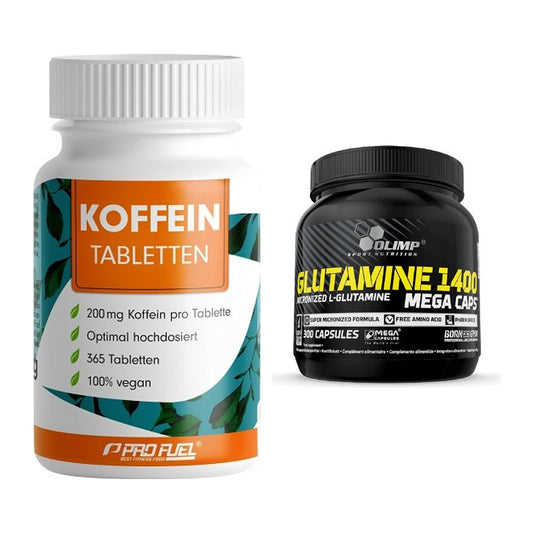 Trainings-Set: ProFuel Koffein (200mg) + Olimp L-Glutamine Mega Caps – alle enthaltenen Artikel