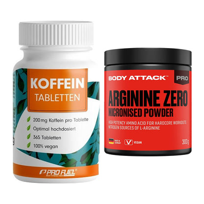 Trainings-Set: ProFuel Koffein (200mg) + Body Attack 100 % Arginine – alle enthaltenen Artikel