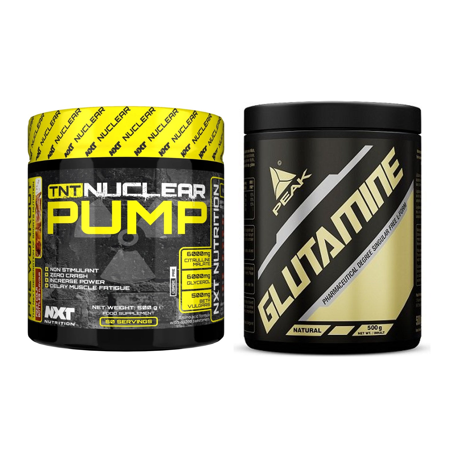 Trainings-Set: NXT Nutrition TNT Nuclear Pump + Peak Glutamin – alle enthaltenen Artikel