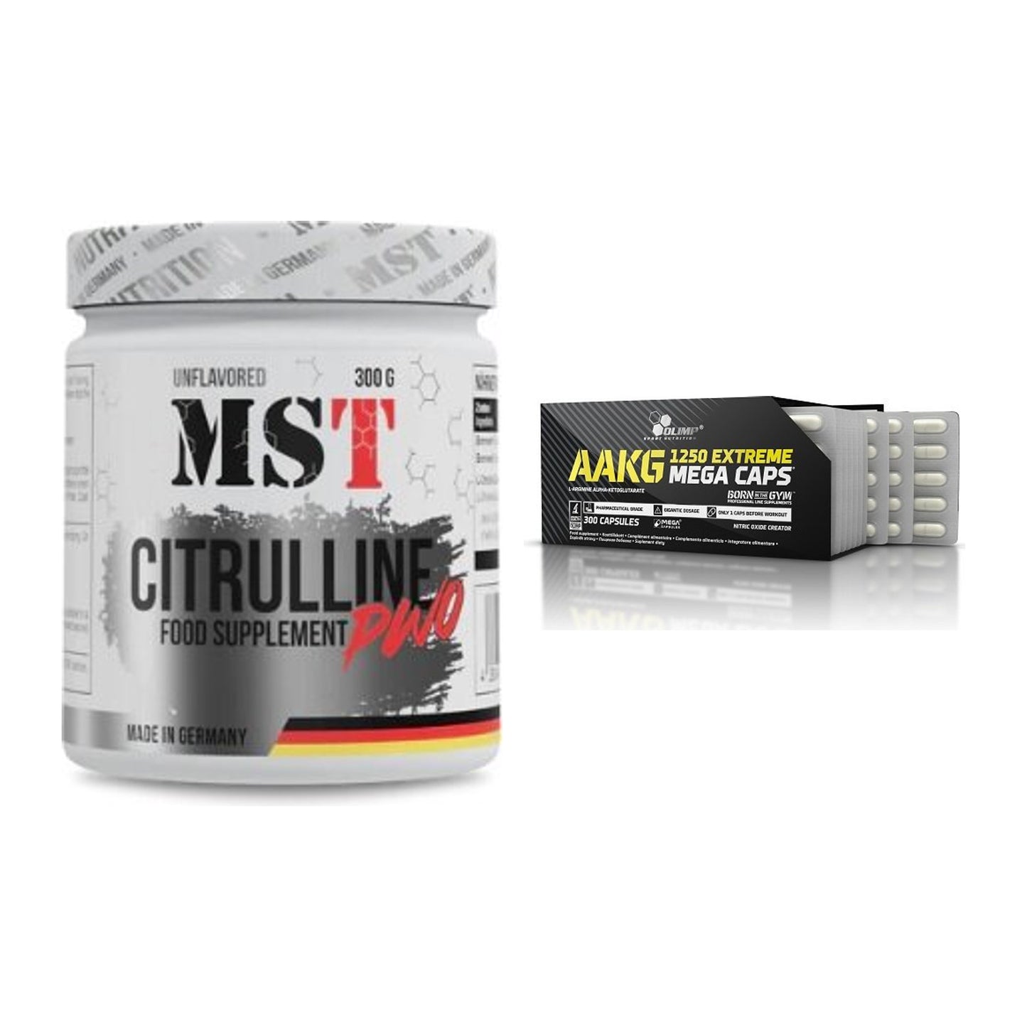 Trainings-Set: MST Citrulline Malat 300g + Olimp AAKG Extreme Mega – alle enthaltenen Artikel