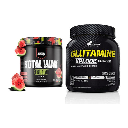 Trainings-Set: Redcon1 Total War PUMP + Olimp L-Glutamine Xplode 500g – alle enthaltenen Artikel