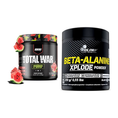 Σετ εκπαίδευσης: Redcon1 Total War PUMP + Olimp Beta-Alanine Xplode - περιλαμβάνονται όλα τα είδη