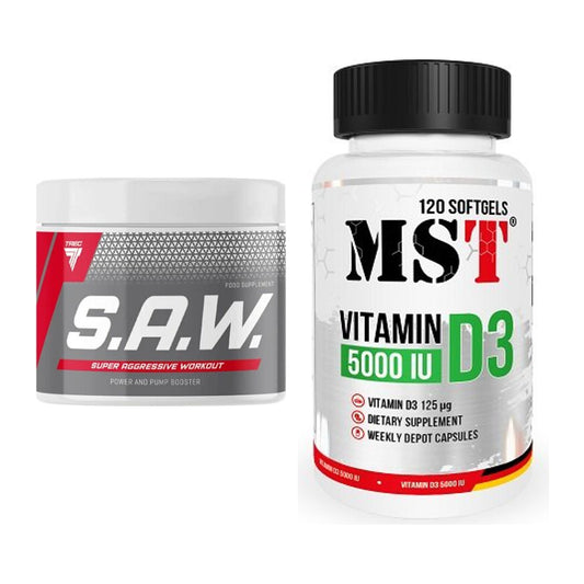 Trainings-Set: Trec Nutrition SAW Booster + MST Vitamin D3 5000IU 120 – alle enthaltenen Artikel