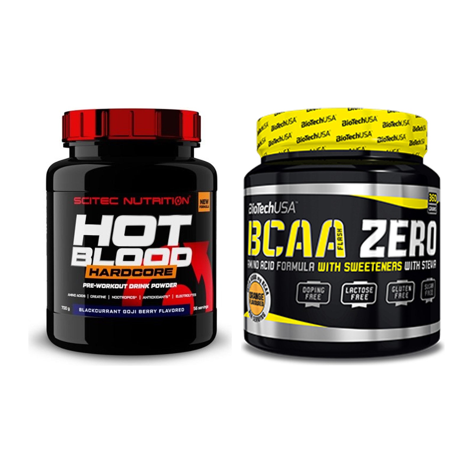 Trainings-Set: Scitec Hot Blood Hardcore + BioTech BCAA Zero – alle enthaltenen Artikel